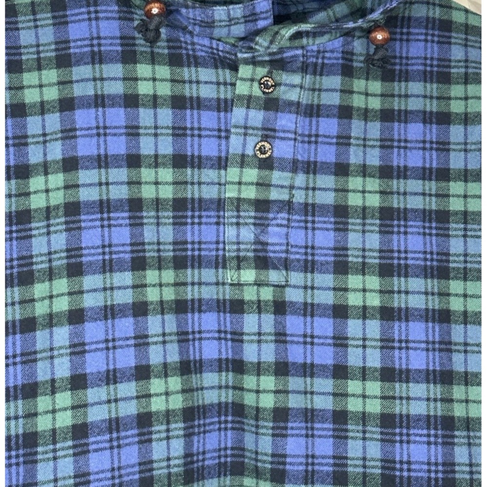 The Vermont Flannel Co Hooded Flannel Pullover Men Size Large Hood Green Plaid - Picture 4 of 9